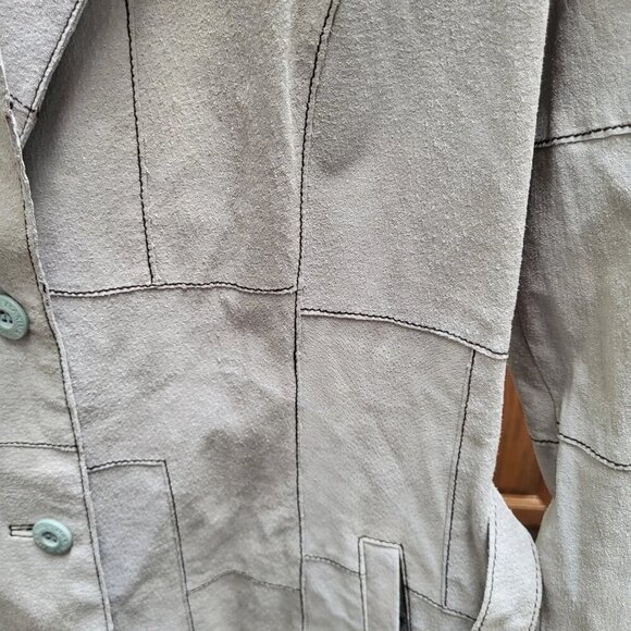 Vintage Wilsons Leather Maxima Stone Gray Suede Belted Driving Jacket Size Large - Picture 8 of 9